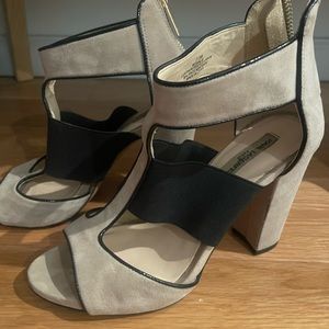Karl Lagerfeld suede stacked heels. Great condition. Best fit for 7-71/2